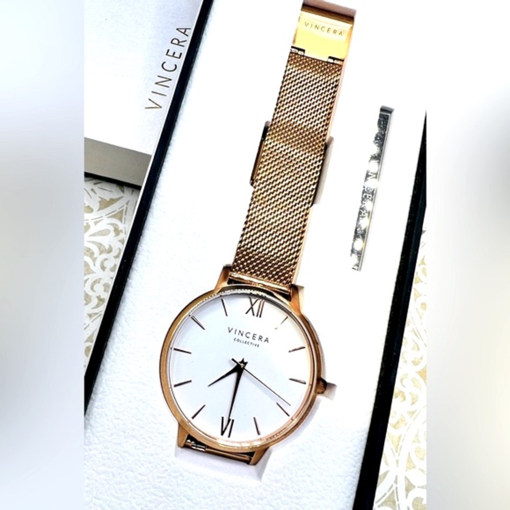 Vincera Collective Eros Watch-Rose Gold-Mesh Band-Working Battery-Brand New! ✨